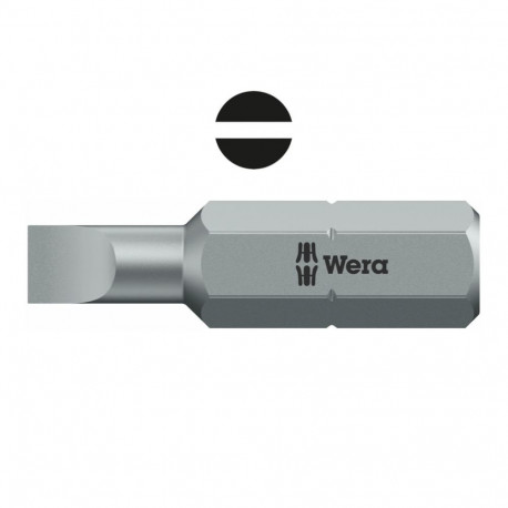 Wera 800/1 Z slotted screwdriver bit – 0.5 x 3.0 x 25 mm, 1/4" hexagon drive, tough viscous construc