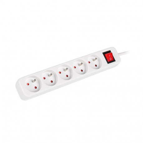 POWER STRIP LANBERG 1.5M 5X FRENCH OUTLETS WITH SWITCH QUALITY-GRADE COPPER CABLE WHITE