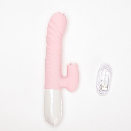 Vibraator silikoonist jänes-tüüpi USB-ga laetav, roosa