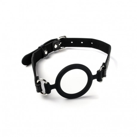 Knebel Silikonowy do Ust Otwarty Czarny