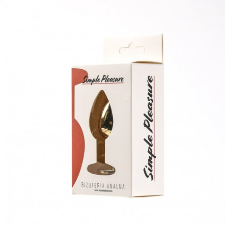 Korek Analny Stalowy Złoty Rozmiar S Kryształ Czerwony