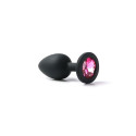 Korek Analny Silikonowy Czarny Rozmiar S Kryształ Ciemno Różowy