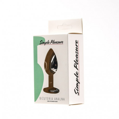 Korek Analny Stalowy Srebrny  Rozmiar S Kryształ Zielony