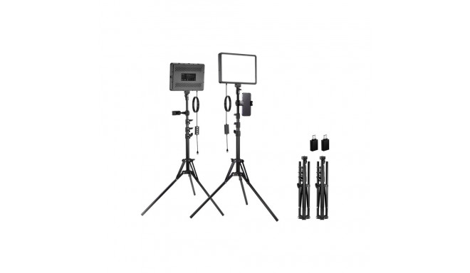 Neewer BP300 studio set two LED lights + tripods + phone holders