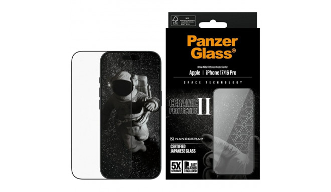 PanzerGlass Ceramic II Ultra-Wide Fit EasyAligner Tempered Glass for iPhone 16 / 16 Plus / 17