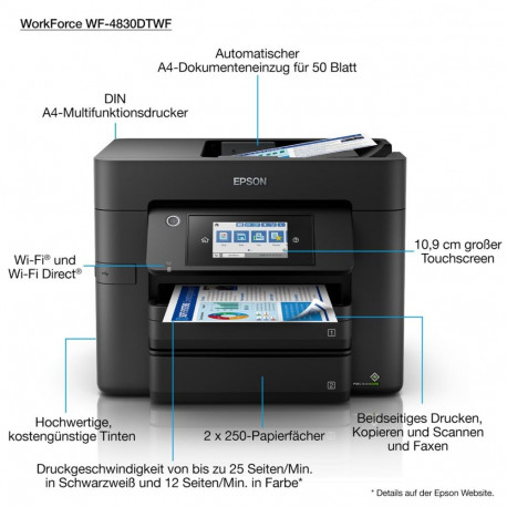 Epson tindiprinter WorkForce Pro WF-4830DTWF A4 4800 x 2400 DPI 36 ppm Wi-Fi