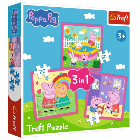 Trefl pusle 34873 3-ühes (20, 36, 60) Põrsas Peppa ja sõbrad