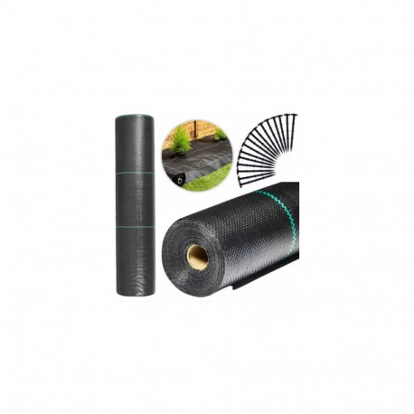 Agrotkanina Czarna 160cm x 50m UV 90g Antychwastowa Agrowłóknina + Kotwy