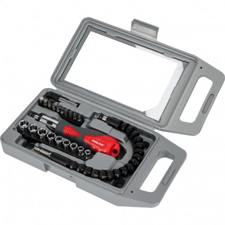 Wkrętak kpl. 23-cz., bity, nasadki, wałek giętki proline