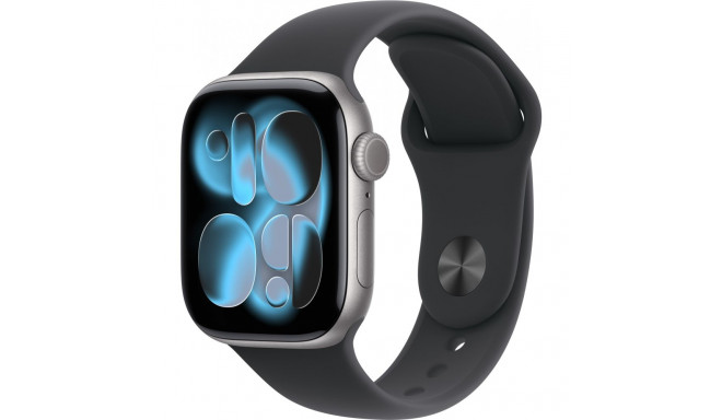 "Apple Watch S11 Aluminium 42mm Space Grau (Sportarmband schwarz) S/M"