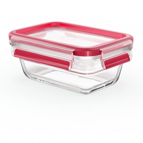 Emsa N10405 Clip & Close klaasist toidukarp 0.45 L läbipaistev/punane