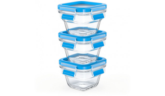 "Emsa N10507 Clip & Close Glas Frischhaltedosen-Set 3-teilig Transparent/Blau"