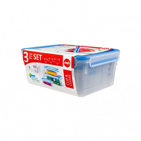 "Emsa Frischhaltedosen Clip Close transparent blau Inhalt 3x 0."