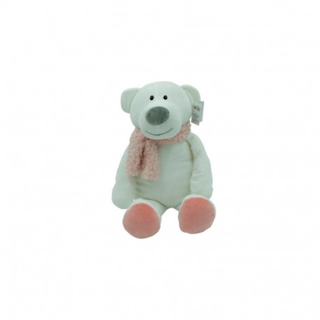 Camille bear mascot with pink scarf 35 cm