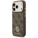 Guess 4G Strass logo ja suur rihm metallnupud MagSafe ümbris iPhone 17 Pro pruun