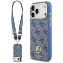 Guess 4G Strass logo ja suur rihm metallnupud MagSafe ümbris iPhone 17 Pro Max sinine