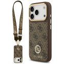 Guess 4G Strass logo ja suur rihm metallnupud MagSafe ümbris iPhone 17 Pro pruun