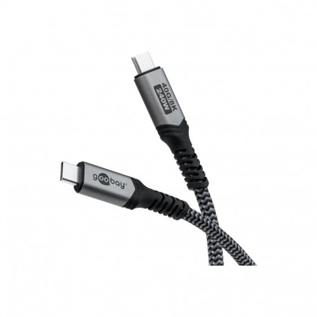 Goobay tekstiilkattega USB-C kaabel, USB4, 240 W, 40 Gbit/s, Power Delivery, 1.5 m