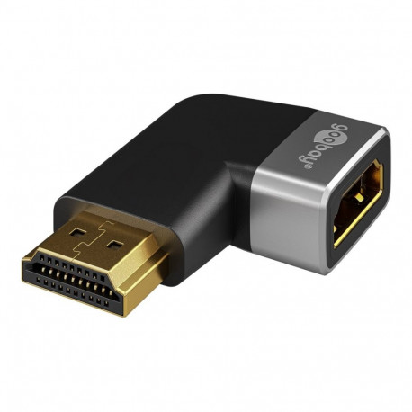 Goobay HDMI nurgaadapter 270° horisontaalne, 8K @ 60 Hz, kullatud, must/hõbedane | 72012