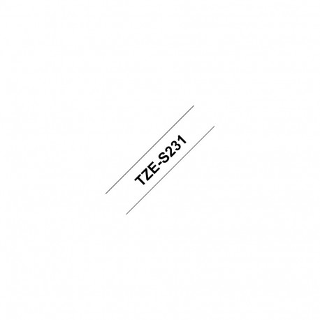 Brother | TZ-S231 Strong Adhesive Laminated Tape | Black on White | TZe | 8 m | 1.2 cm