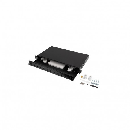 Fiber Optic Distribution Box 12XSC simplex/12XLC duplex rack 19 1U black + accessories