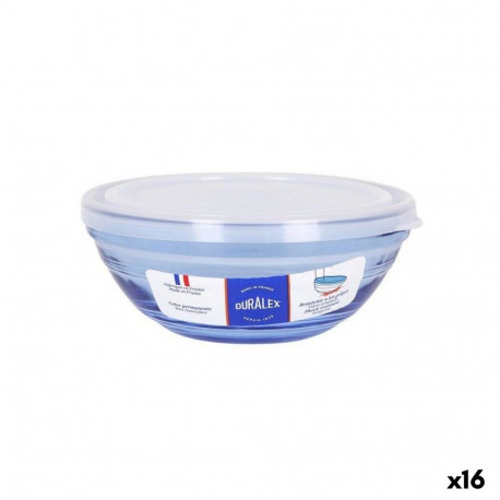 Round Lunch Box with Lid Duralex Crystal Blue Ø 14 cm (16 Units)