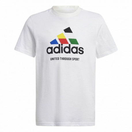 Child's Short Sleeve T-Shirt Adidas Nations White - 15-16 Years