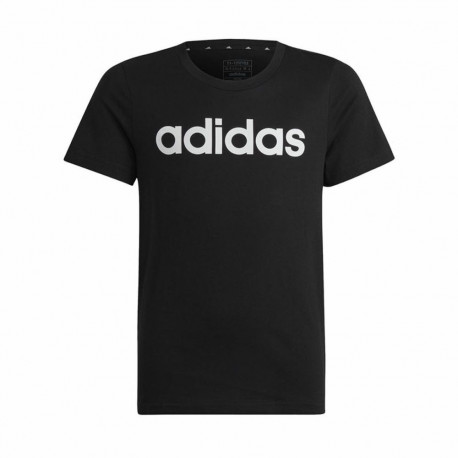 Child's Short Sleeve T-Shirt Adidas Essentils Logo Linear Black - 11-12 Years