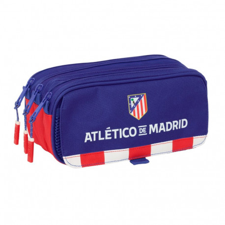 Kolme tõmblukuga pliiatsikarp Atlético Madrid Sinine Valge Punane 21,5 x 10 x 8 cm