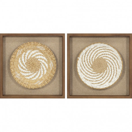 Painting 3D Home ESPRIT Jute Pinewood 35 x 3,6 x 35 cm