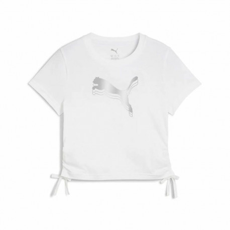 Child's Short Sleeve T-Shirt Puma Essentials Metallic Knotted White