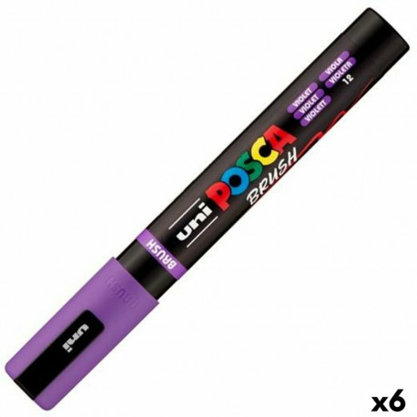 Marker BRUSH POSCA PC-5BR Violet (6 Units)