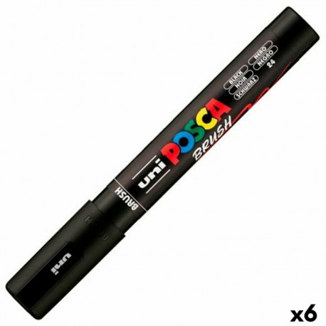 Marker BRUSH POSCA PC-5BR Must (6 Ühikut)