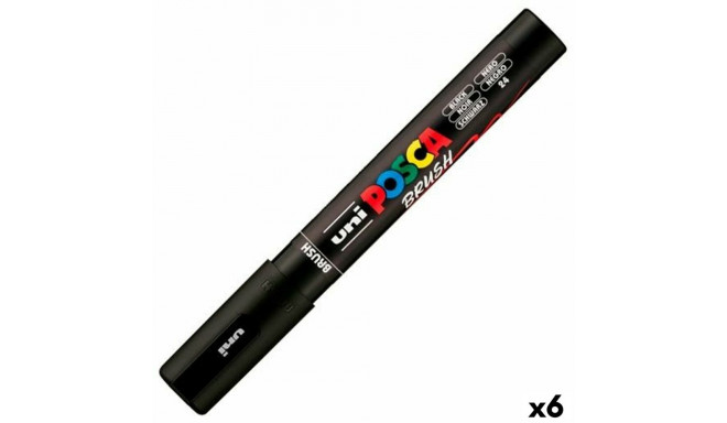 Marker BRUSH POSCA PC-5BR Must (6 Ühikut)