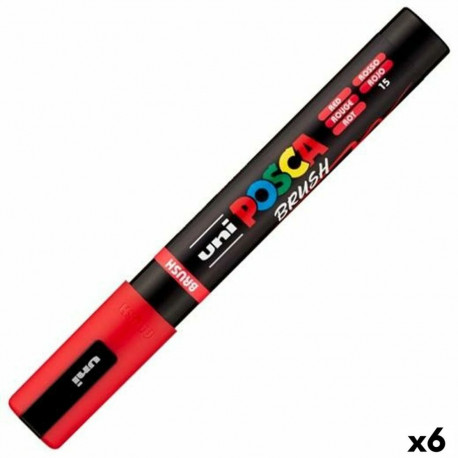Marker BRUSH POSCA PC-5BR Red (6 Units)