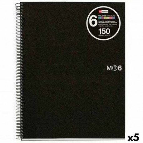 Book of Rings Miquelrius Black A5 150 Sheets (5 Units)