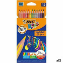 Värvilised pliiatsid Bic KIDS EVOLUTION STRIPES Mitmevärviline 12 Tükid, osad (12 Ühikut)