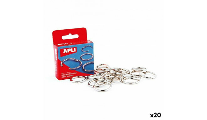 Rings Apli Silver Ø 25 mm Binding (20 Units)