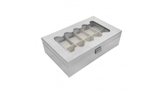 Box for watches Versa White Polyurethane Paper Mirror MDF Wood 20 x 8,5 x 32,5 cm