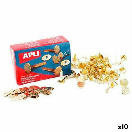 Metal binders Apli Golden 25 mm 100 Pieces (10 Units)