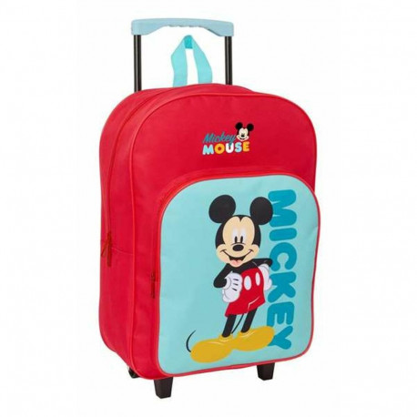 School Rucksack with Wheels Mickey Mouse Blue Red 32 x 42 x 14 cm