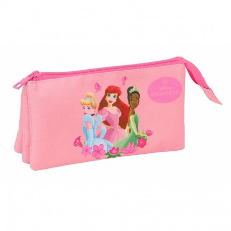 Kolme tõmblukuga pliiatsikarp Disney Princess Roosa 22 x 12 x 3 cm