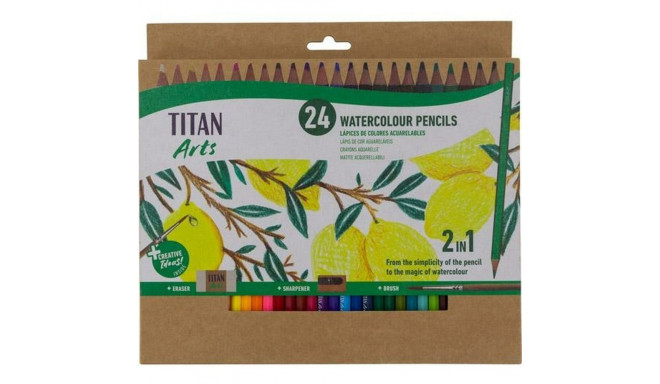 Akvarellpliiatsid Titan Arts Mitmevärviline 24 Tükid, osad
