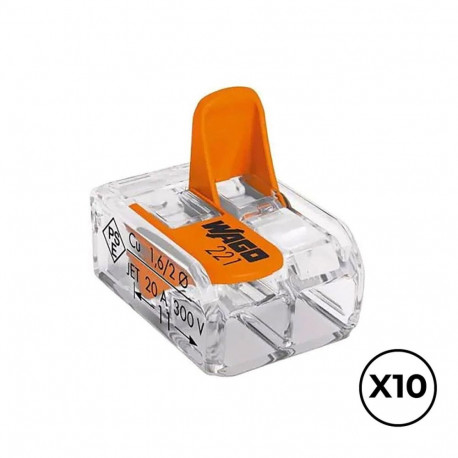 Quick connector Wago 13,2 x 18,6 x 8,4 mm 4 mm 450 V Connections x 2 (10 Units)