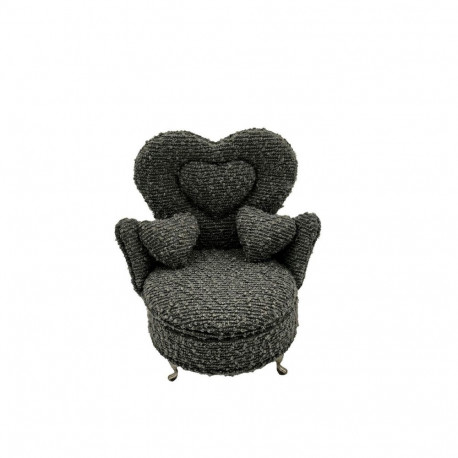 Jewelry box Versa Grey Polyester Metal Mirror MDF Wood 12 x 19 x 18 cm Armchair