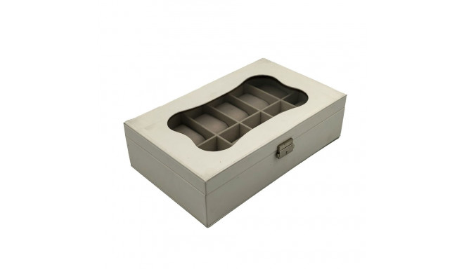 Box for watches Versa White Polyurethane Paper Mirror MDF Wood 20 x 8,5 x 32,5 cm