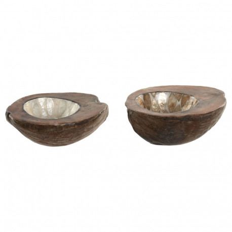 Kandik Aksessuaaridele Home ESPRIT Valge Beež 22 x 18 x 8 cm (2 Ühikut)