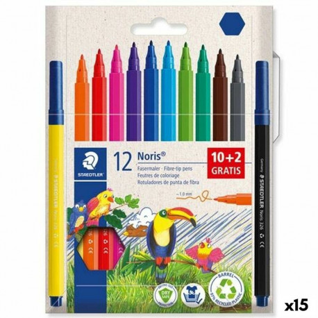 Viltpliiatsite komplekt Staedtler 12Noris Mitmevärviline 12 Tükid, osad (15 Ühikut)