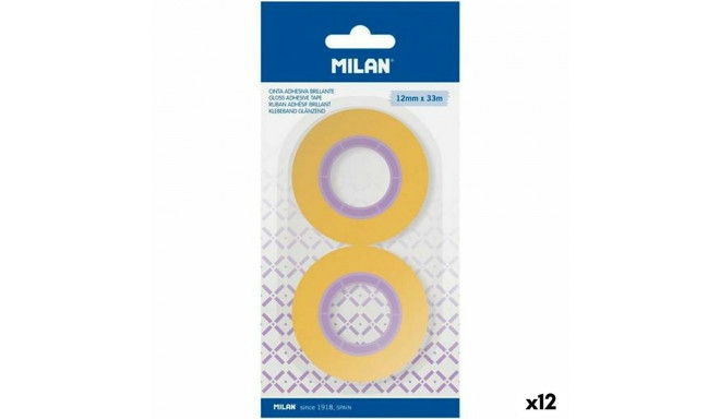 Adhesive Tape Set Milan Yellow 12 mm x 33 m 2 Pieces (12 Units)