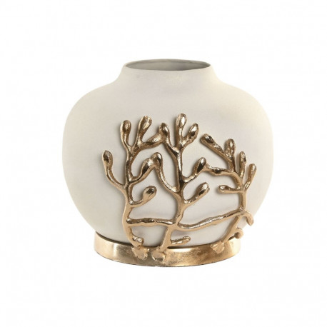 Vase Home ESPRIT White Golden Aluminium Modern 19 x 19 x 18 cm